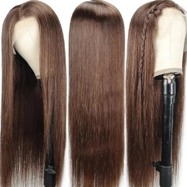 Chocolate Brown Straight 13x4 13x6 Hd Lace Frontal Wig Brazilian Colored T Part Human Hair Wigs For Women Preplucked 30 36 Inch - Image 16