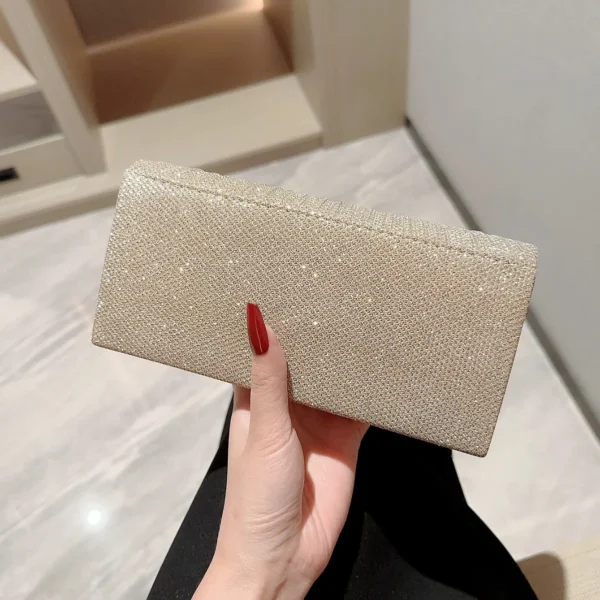 Ladies Glitter Silver Clutch Bag Envelope Evening Bag Fashion Elegant Long Purse Women Chain Shoulder Bags Wedding Party Handbag - Image 9