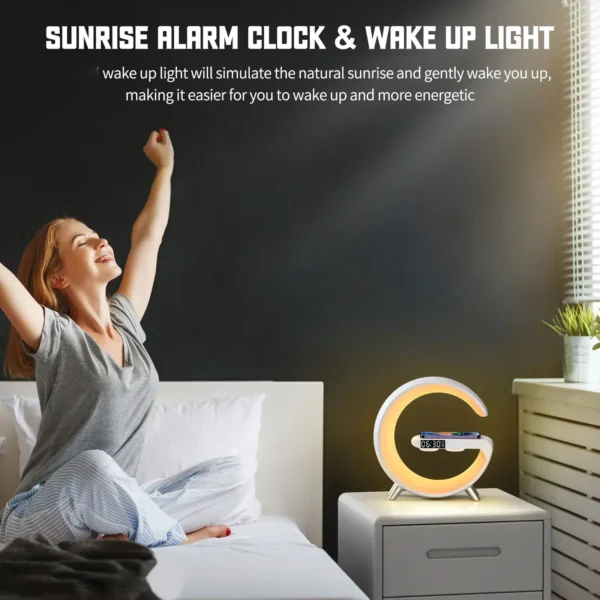 G Wireless Charger Stand Alarm Clock Bluetooth Speaker RGB Night Light Lamp Fast Charging Station Dock for iPhone Samsung Xiaomi - Image 16
