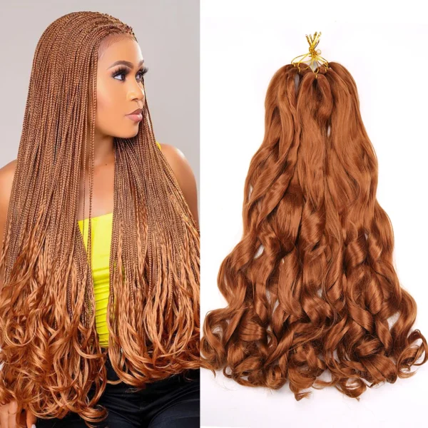 French Curly Crochet Braiding Hair Synthetic Loose Wave Ombre Braids Hair for Women  Spiral Curls Pre Stretched Hair Extensions - Image 14