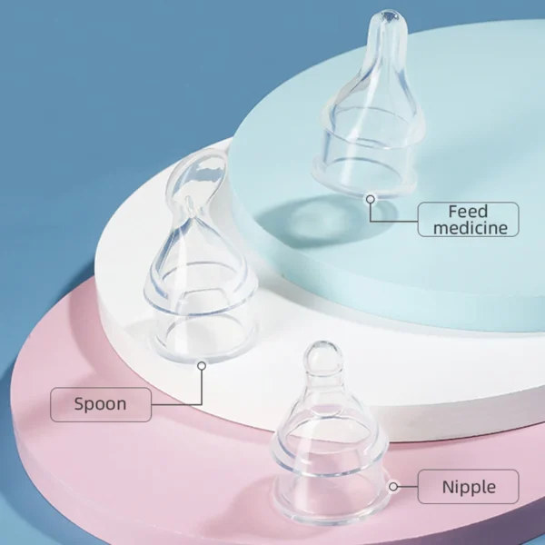 1 Pc Baby Medicine Feeder Bottle 70ml Bear Design Prevent Choking With 2 Pcs  Silicone Replacement Pacifier And Food Spoon Head - Image 3
