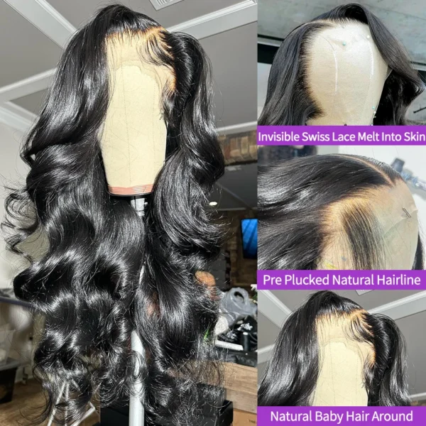 13x6 HD Transparent Body Wave Lace Frontal Human Hair Wig 30 40 Inch 13x7 Lace Front Wig 250 Density 6x6 Glueless Closure Wigs - Image 2