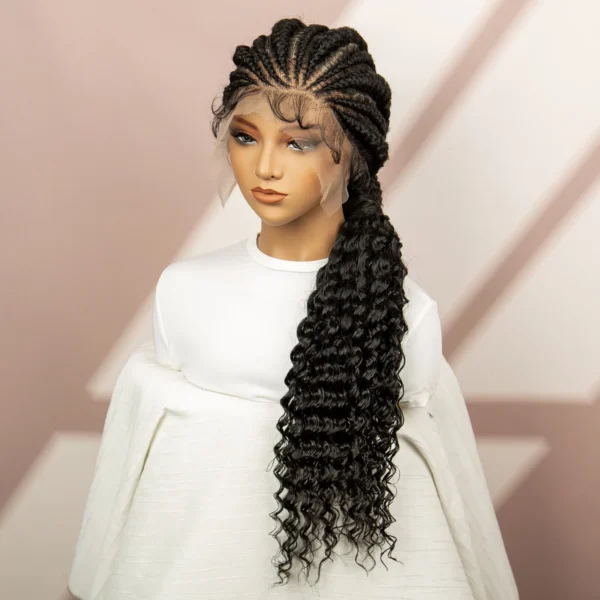 African Black Women Braided Wigs Double Lace Cornrow Braided Wig with Baby Hair Full Lace Frontal 30 Inch Natural Braiding Hair - Image 16