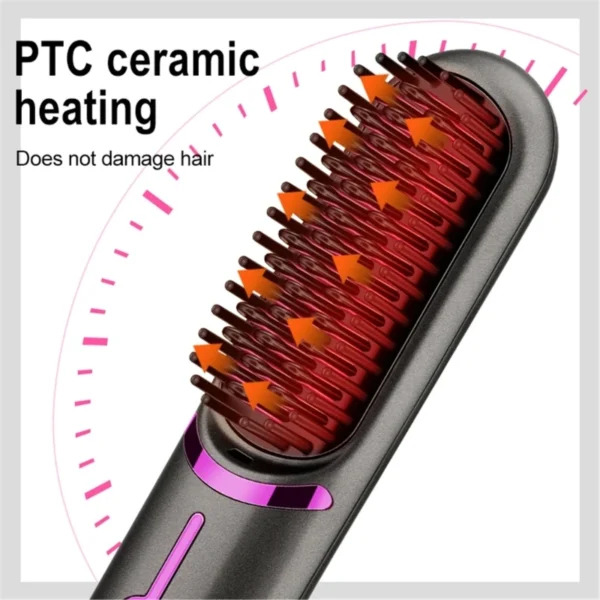 Cordless Hair Straightener Brush Portable Straightening Brush Travel Comb Straightener Women Lightweight Rechargeable - Image 11