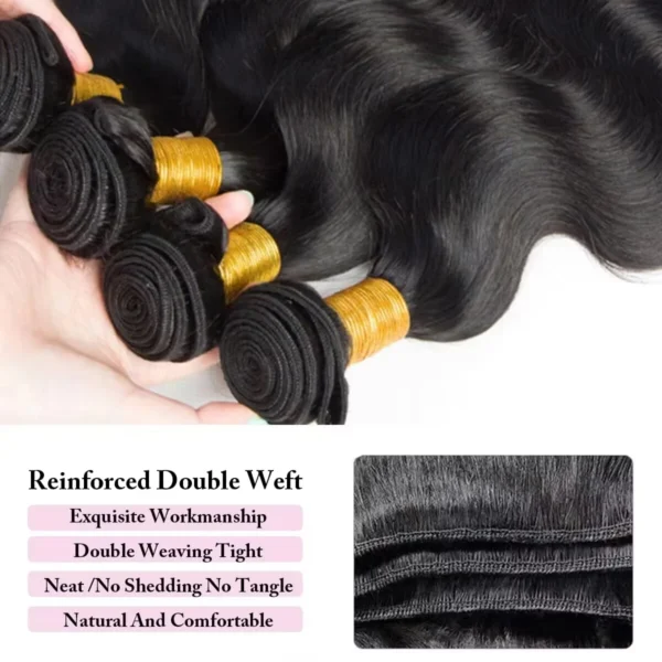 Body Wave Bundles 100% Human Hair Extensions Brazilian Remy 32Inch Water Wavy Raw Hair Bundles Virgin Double Weft Hair Weaving - Image 2