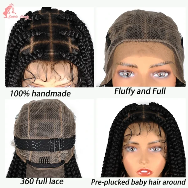 Synthetic Full Lace Wigs Jumbo Box Braids Wig Lace Front Wig Knotless Braids Wig Black Women Long 36“ Cornrows Box Braided Wigs - Image 20