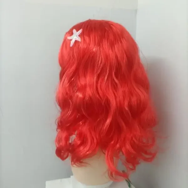 Little Mermaid Ariel Princess Girl Wig Accessories Halloween Carnival Party Kids Anime Red Wig with Starfish Cosplay Dress UP - Image 10