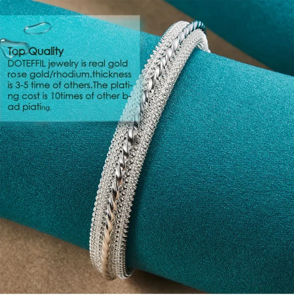 DOTEFFIL 925 Sterling Silver Woven Mesh Bangle Bracelet For Woman Man Wedding Engagement Fashion Charm Party Jewelry - Image 8