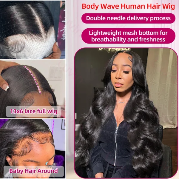 Brazilian 13x4 Lace Front Human Hair Wigs With Bundle Body Wave Lace Front Wigs 13x6 HD Lace Frontal Wig Glueless Wig Human Hair - Image 3