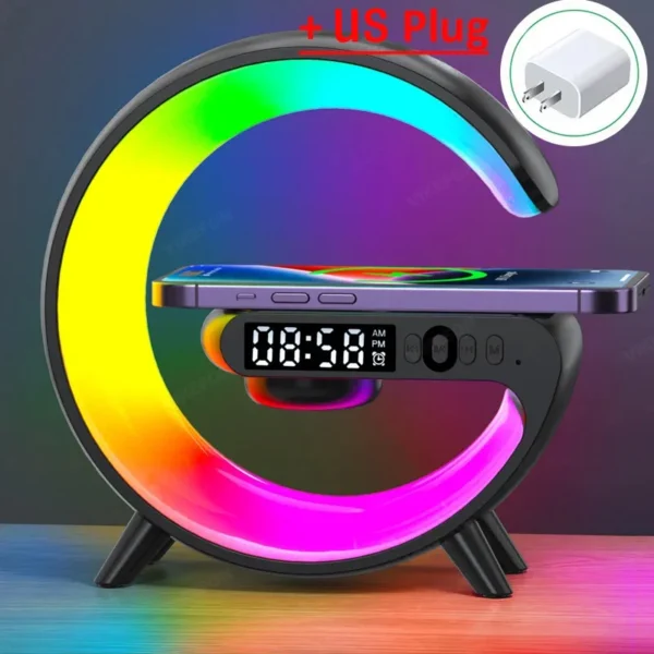 Multifunction Wireless Charger Pad Stand Speaker TF RGB Night Light 15W Fast Charging Station for iPhone Samsung Xiaomi Huawei - Image 9
