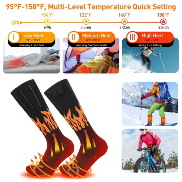 Heated Socks Thermal Winter Warm Skiing Heating Arthritis Electric Socks App Control Rechargeable Outdoor Sport Foot Warmer - Image 15