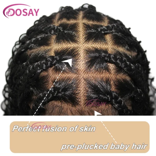Synthetic Curly Wigs Short 360 Full Lace Boho Braids Wig 12 Inch Knotless Braided Wigs Goddess Box Braid Wig Pre-Pluck Baby Hair - Image 17