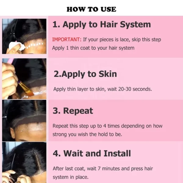 Plussign Wig Glue With Remover Super Lace Glue For Lace Wigs/Toupee/Closure Hair Glue Remover Wig Installation Kit - Image 16