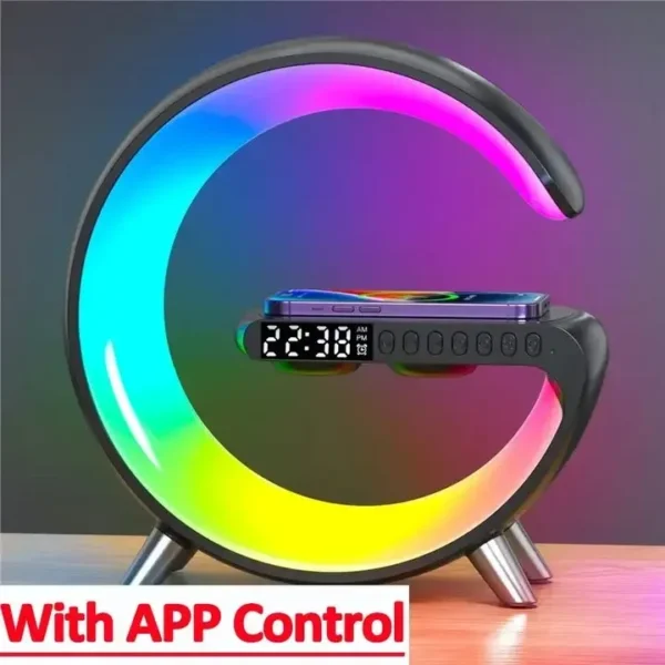 Original Big G  Wireless Charger Stand LED RGB Light 15W Desk Lamp Speaker APP Control For iPhone Samsung Fast Charging Station - Image 8