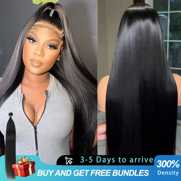 38 40 Inch 360Full Lace Human Hair Wigs Straight 13x4 13x6 HD Transparent Lace Frontal Human Hair Wigs Gift 1Bundles Human Hair - Image 7