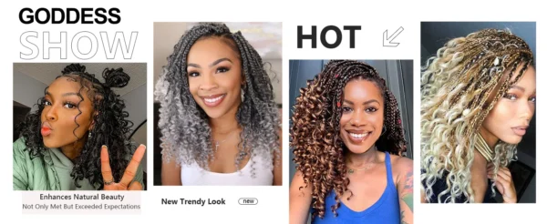 8 Packs Synthetic 12 Inch Goddess Box Braids Crochet Hair Boho Box Braids With Curl Ends Hair Extensions for Women Black - Image 11