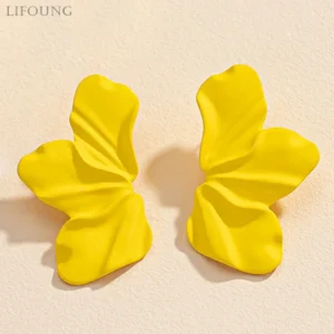 Metal Flower Post Earrings For Women Multi Color Enamel Petal Fashion Jewelry Trendy New Styles Hot Holiday Accessories 2023705