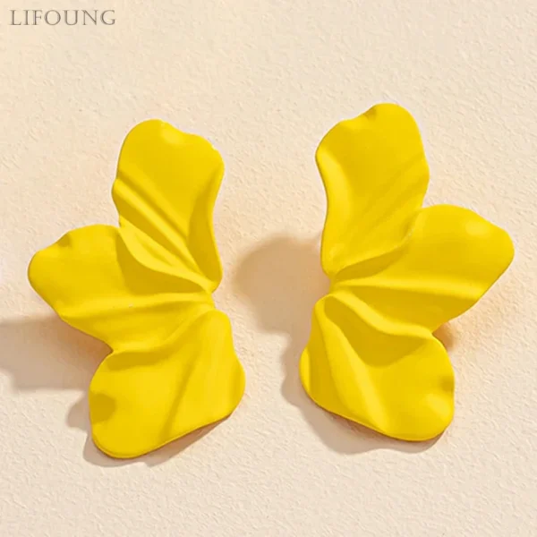 Metal Flower Post Earrings For Women Multi Color Enamel Petal Fashion Jewelry Trendy New Styles Hot Holiday Accessories 2023705