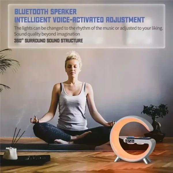 Multifunction Wireless Charger Stand Bluetooth 5.0 Speaker FM TF RGB Night Light Fast Charging Station for iPhone Samsung Xiaomi - Image 4