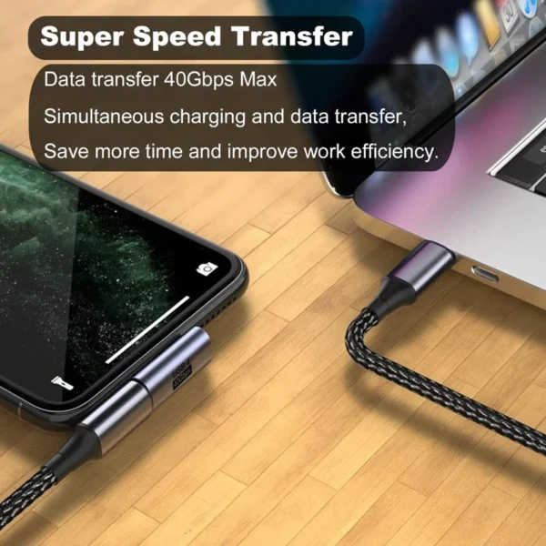 USB Type-C Adapter For Macbook, 90 Degree Quick Charge Converter Male To Female 100W 40gbps PD Data Transfer - Image 5