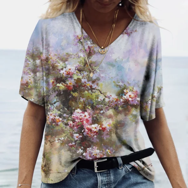 Fashion Floral Flower Graphics 3D Print T-Shirts Woman Summer T Shirt Streetwear Women's Y2K Tops Oversized Clothing Girls Tees - Image 8