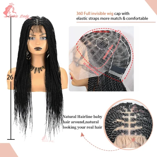 Long 36“ Synthetic Full Lace Wigs Twist Box Braided Wigs Lace Front Wig Knotless Braids Wig Black Women Cornrow Box Braided Wigs - Image 17