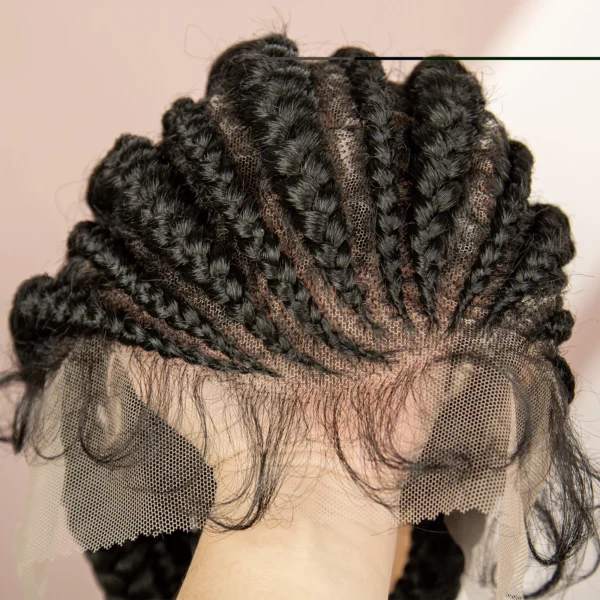African Black Women Braided Wigs Double Lace Cornrow Braided Wig with Baby Hair Full Lace Frontal 30 Inch Natural Braiding Hair - Image 12