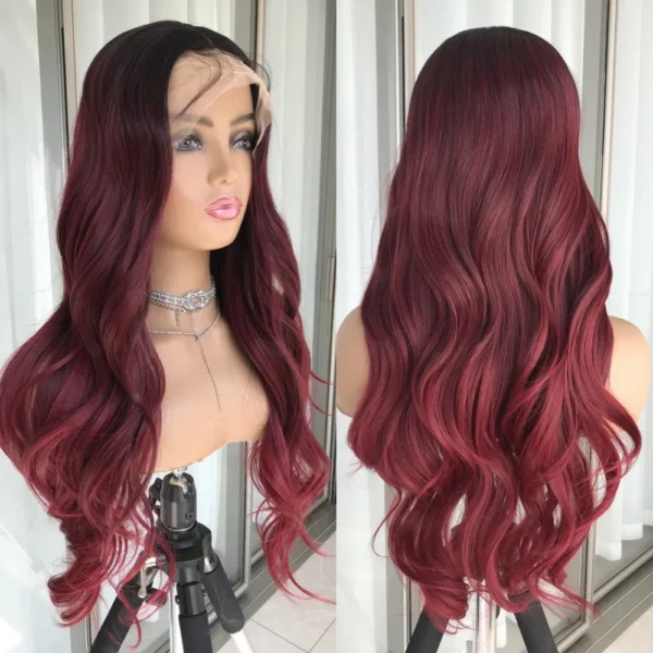 Body Wave Lace Front Wig Highlight Ash Blonde Lace Frontal Synthetic Wigs Pre Plucked Long Wavy Synthetic Lace Wig for Women - Image 7