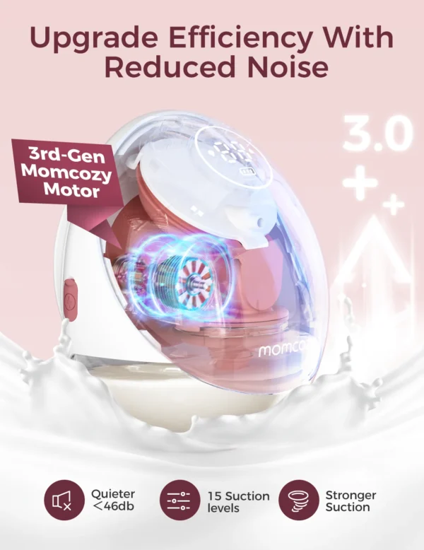 Momcozy M9 Breast Pump Hands Free Upgraded Mobile Flow, App Control with Personalized Multi-Modes & 15 Levels, 24mm - Image 2