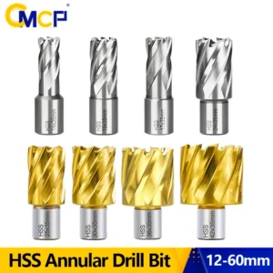 CMCP HSS Annular Drill Bit Hollow Drill Bit TiN Coated Core Drill Bit Weldon Shank Hole Opener For Metal Cutting Hole 6-60mm