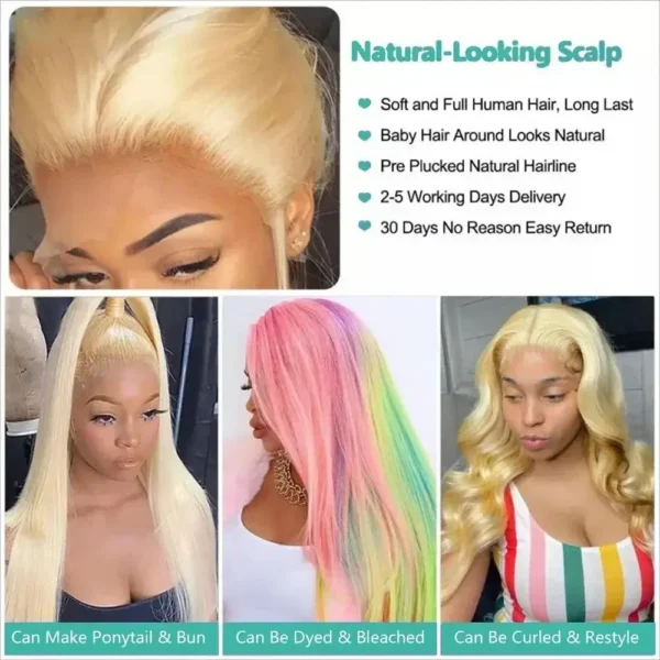 13x4 13x6 HD Transparent Full Frontal Lace 613 Blonde Colored Straight Human Hair Wigs Lace Front Wigs For Women 40 46 Inches - Image 4