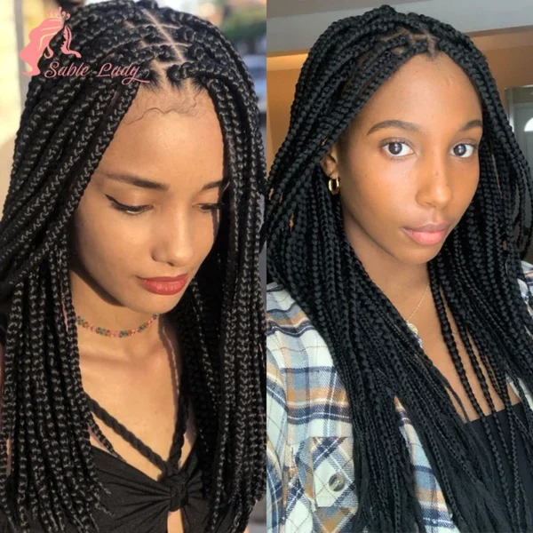 36" Synthetic Knotless Box Braided Wigs For Black Women Cornrow Braids Lace Wigs Full Lace Braids Hair Wig Black Braiding Hair - Image 14