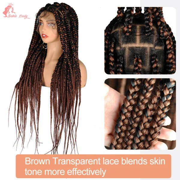Synthetic Full Lace Wigs Jumbo Box Braids Wig Lace Front Wig Knotless Braids Wig Black Women Long 36“ Cornrows Box Braided Wigs - Image 7