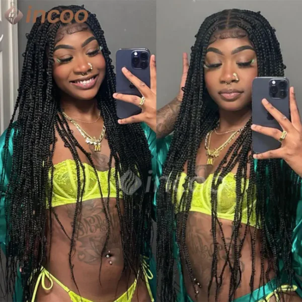 36 Inches Synthetic Lace Braided Wigs Butterfly Braids Lace Wig For Black Women Braid Wigs On Sale Clearance Box Braids Lace Wig - Image 3