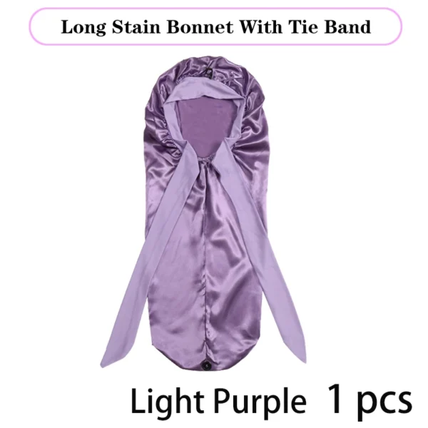Soft Silky Long Satin Bonnet For Natural Hair And Curly Hair Extra Large Size Hair Cap With Tie For Comfortable Night Sleep 1Pcs - Image 15