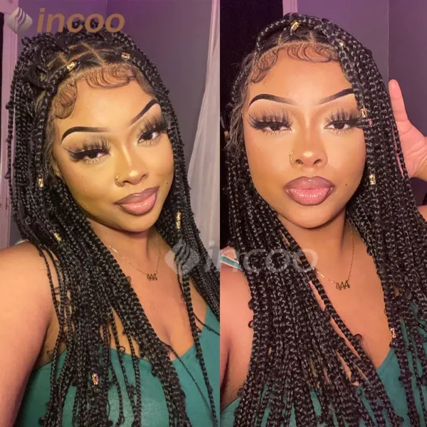 36 Inches Synthetic Lace Braided Wigs Butterfly Braids Lace Wig For Black Women Braid Wigs On Sale Clearance Box Braids Lace Wig - Image 13
