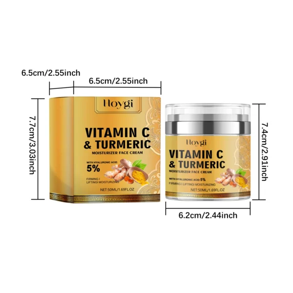 Vitamin C &Turmeric Moisturizer Face Cream Fade Dark Spot Wrinkle Brightening Skin Firming Tighten Lighten Dullness Face Cream - Image 6