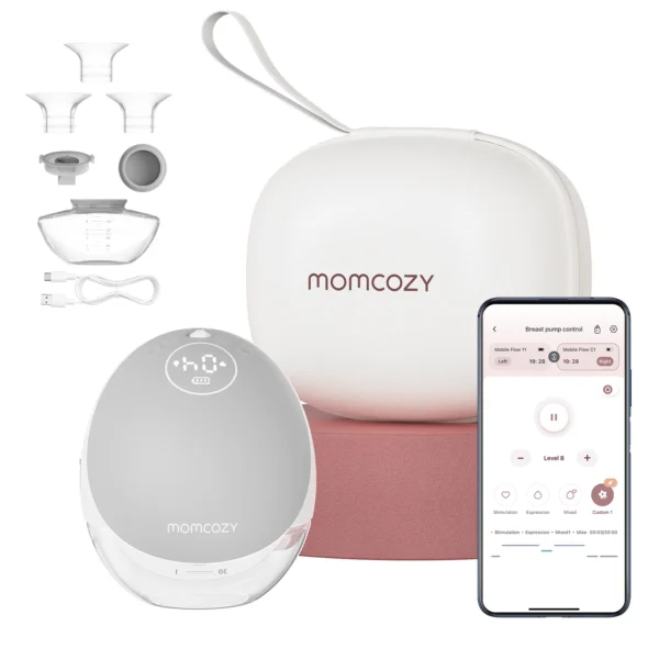 Momcozy M9 Breast Pump Hands Free Upgraded Mobile Flow, App Control with Personalized Multi-Modes & 15 Levels, 24mm - Image 8