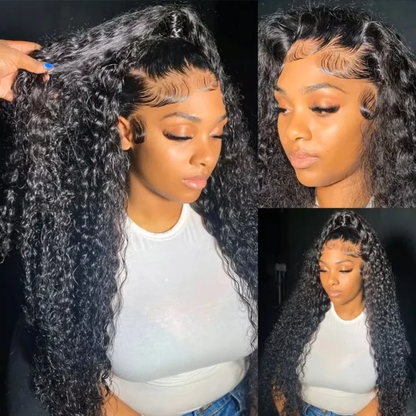40 Inch Deep Wave 13x4 HD Transparent Lace Frontal 100% Human Hair Wigs 13x6 Lace Frontal Wigs 250 Density Curly Wigs For Women - Image 2