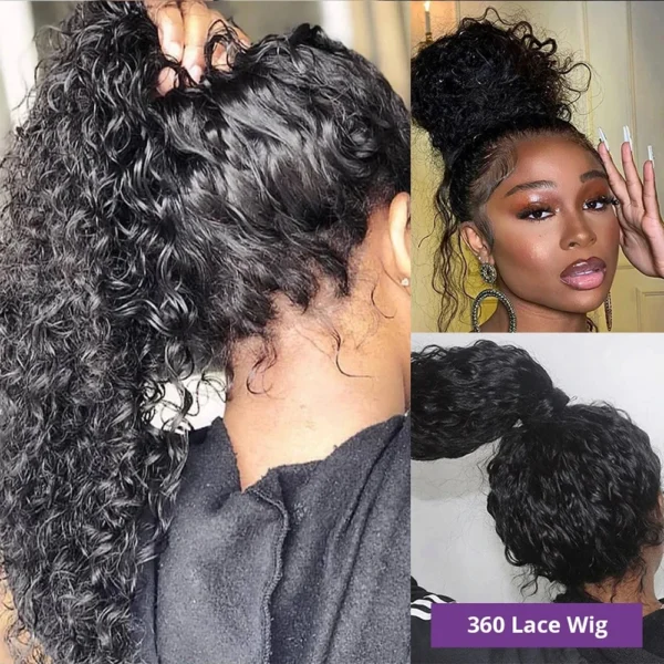 Invisi Strap HD 360 Full Lace Wig Human Hair 250 Density Precut 360 Lace Front Wig Deep Curly Glueless Wig Human Hair Wig - Image 11
