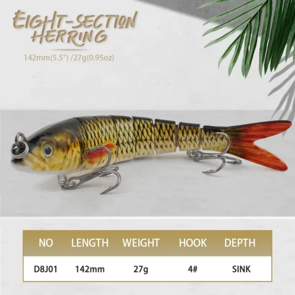 5 Inch Multi Joint Swinging Bait Hard Artificial Crank Lifelike Baits Saltwater Ocean Bluefish Fishing Lure Tackle - Image 2