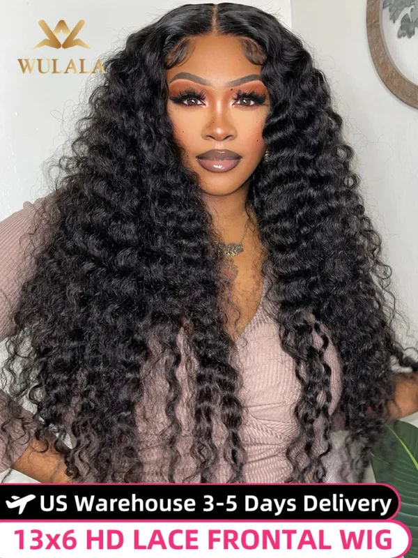Wulala 40 Inch Deep Wave Lace Front Wig 13x6 Hd Lace Frontal Wig 13x4 Curly Human Hair Wigs For Women 4x4 360 Pre Plucked Lace