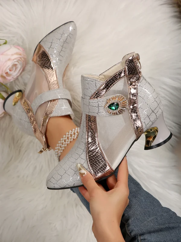 Spring and Summer New High Heel Mesh Boots Hollow Mesh Sandals Thick Heel Fashion Women's Shoes Women's Sandals - Image 29