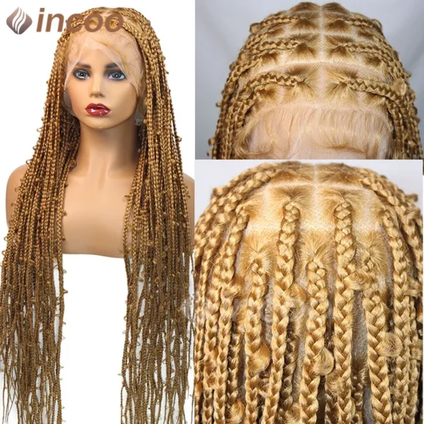 36 Inches Synthetic Lace Braided Wigs Butterfly Braids Lace Wig For Black Women Braid Wigs On Sale Clearance Box Braids Lace Wig - Image 26