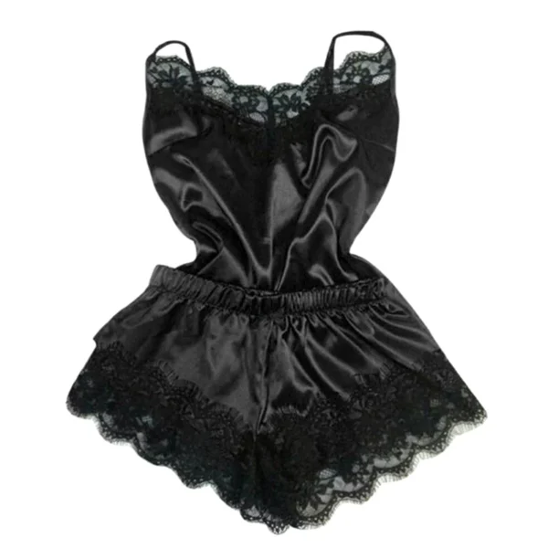 Fashion Nightwear Lace Trim Satin Cami Top Pajama Sets Sexy Hot Erotic Home Wear Women Pajamas Women Sleepwear Sleeveless Strap - Image 5