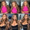 Highlight 13x6 Lace Frontal Wig Human Hair Body Wave 13x4 Hd Lace Front Wig For Women 4/27 Blonde Ombre Brown Colored Wig 36Inch - Image 15