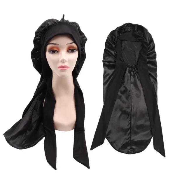 Soft Silky Long Satin Bonnet For Natural Hair And Curly Hair Extra Large Size Hair Cap With Tie For Comfortable Night Sleep 1Pcs - Image 18