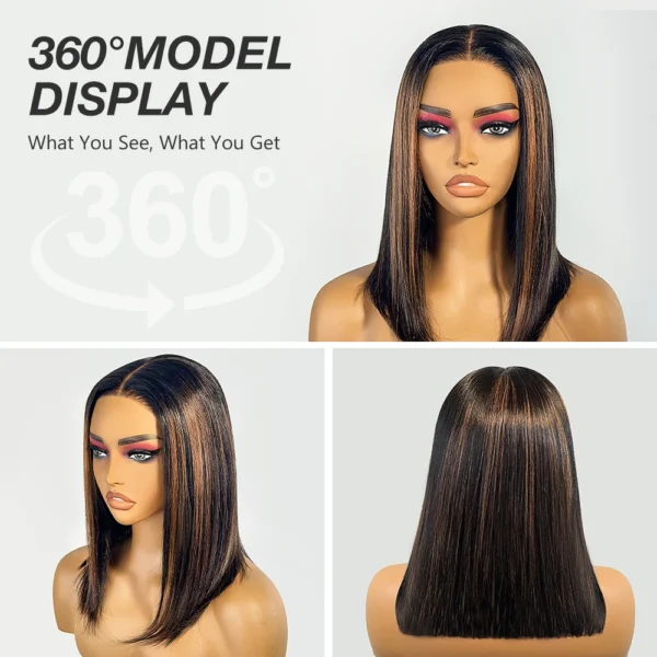 Glueless Wigs Human Hair Pre Plucked Pre Cut P1b/30 Straight Bob Wig Human Hair 5x5 Hd Lace Closure Wigs With Natural Hairline - Image 5