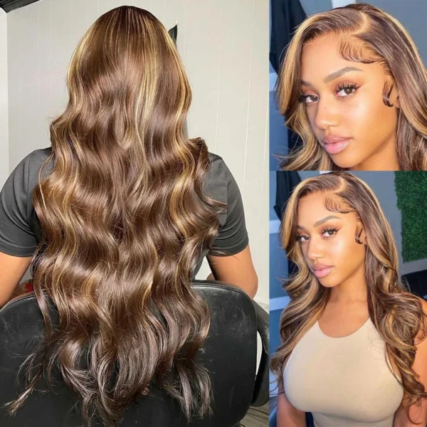 Highlight Wig Human Hair Blonde Body Wave 13X6 Hd Lace Frontal Colored Wig 13X4 Transparent Lace Front Human Hair Wig 30 36 Inch - Image 3