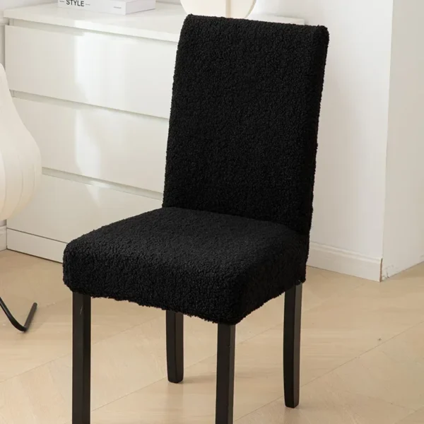 1PCS New Autumn and Winter Lambs Plush Chair Cover Solid Color  Thicken Universal Dining Chair Cover Householder Seatcover - Image 5